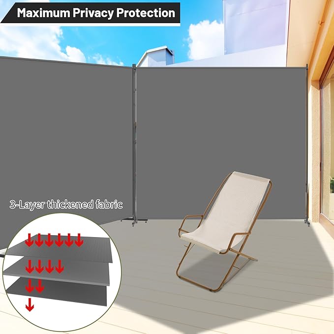 Room Divider, 72x72Inch Large Single Panel Privacy Screen for Room Separation,Free Standing Partition Wall with Thickened Fabric,Portable for Office,Bedroom,Patio,Gray