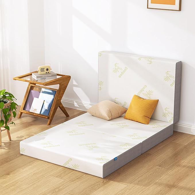 Inofia 6 Inch Folding Mattress, Memory Foam Tri-fold Mattress with Removable Cover, Foldable Floor Bed, Medium Firm, Twin Size (75" x 39" x 6")