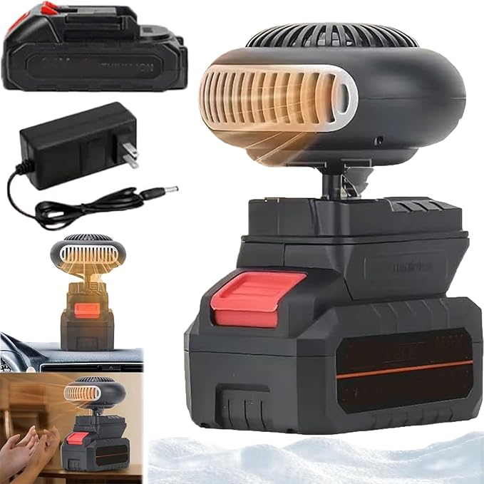 Battery Powered Heater, Battery Operated Heater, Quiet Long Heating, Ultra-Light/Ultra-Powerful/Portable/360-Degree Rotation/Anti Tilt Design, for Camping/Indoor/Car Defroster (5 Batteries*1)