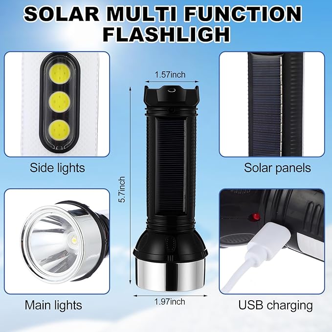 8 Pcs Portable Emergency Thermal Blanket Camping Sleeping Bag Solar Rechargeable Flashlight Emergency Safety Whistle Gloves Scarf Socks Beanie Set for Camping Hiking Travel Hunting (Green)