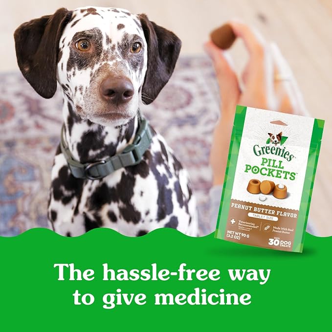 Greenies Pill Pockets for Dogs Large Size, Soft Dog Treats, with Real Peanut Butter, 7.9 oz. Pouch (30 Treats)