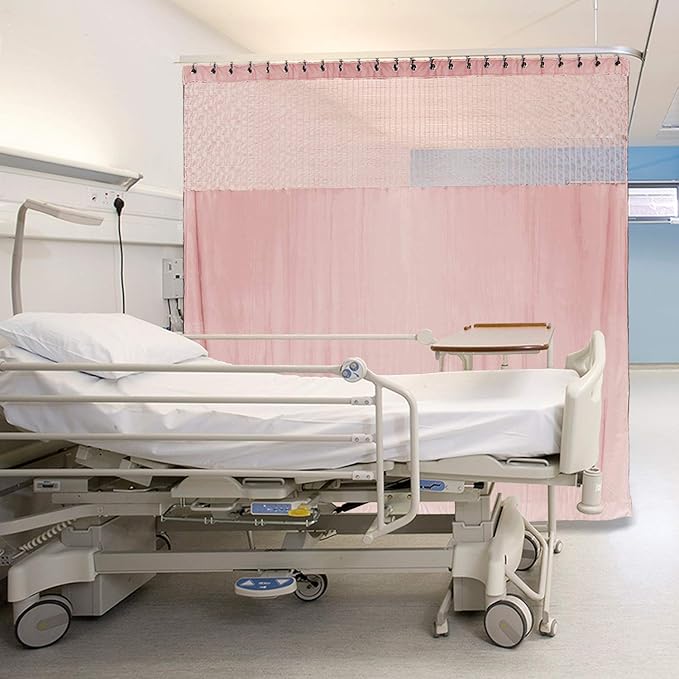 Macochico Nickel Grommet Medical Curtains Privacy Hospital Cubicle Flexible Curtains for Spa Lab Pink Cubicle Curtain Divider Privacy Screen, 8ft Wide x 7ft Tall(1 Panel)