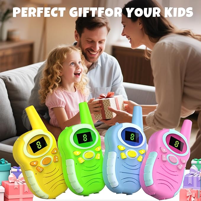 Walkie Talkies for Kids Rechargeable - Boys Girls Christmas Toys Birthday Gifts for Age 4-6 6-8 Year Old Kid Presents - Long Range 2 Way Radio Flashlight Outdoor Toy Camping Hiking
