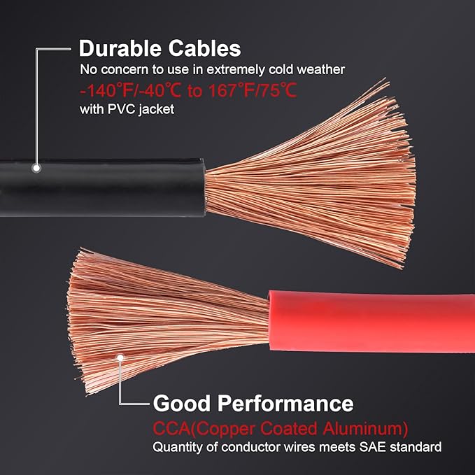 TOPDC 6 Gauge 16 Feet Jumper Cables for Car, SUV and Trucks Battery, Heavy Duty Automotive Booster Cables for Jump Starting Dead or Weak Batteries with Carry Bag, (TD-P0616)