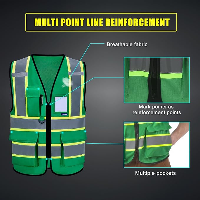 AYKRM Custom Logo Personalised Printed High Visibility Reflective 2 two tone work construction Safety Vest