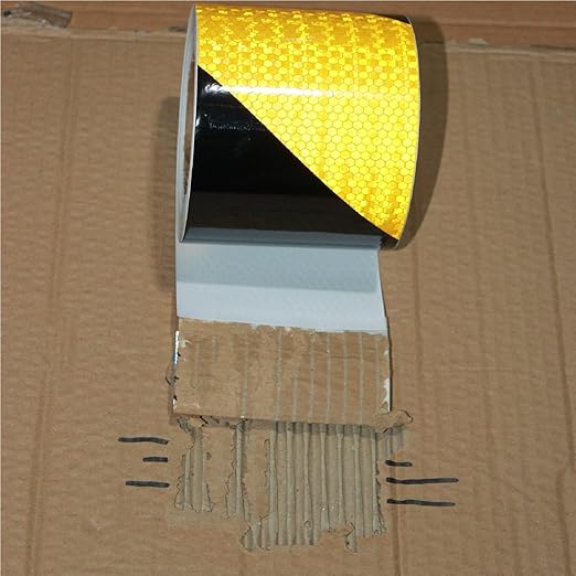 Yellow Black Reflective Tape 4 inch Wide, Outdoor Waterproof Hazard Conspicuity Warning Industrial Marking Tape (66 feet)