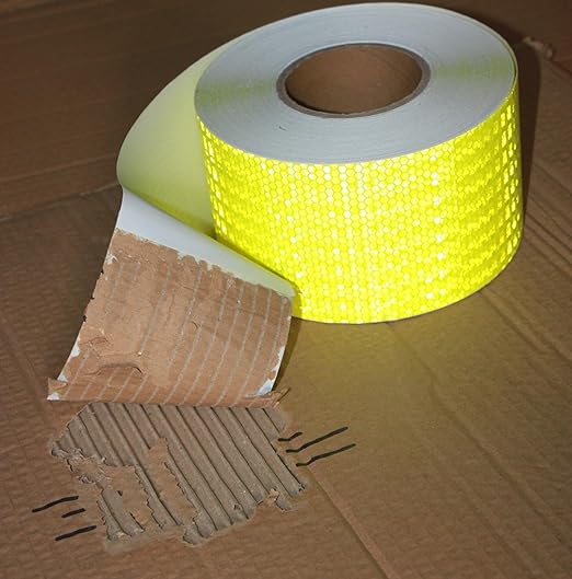 Fluorescent Yellow Reflective Tape Outdoor Waterproof 4 inch Wide, High Visibility Warning Safety Industrial Marking Tape (166 feet)