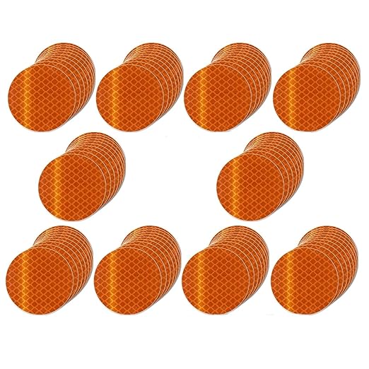 Non Fading Orange Reflective Stickers 2-inch Diameter Round Reflector, Outdoor Waterproof High Visibility Warning Adhesive Tape (100 Pcs)
