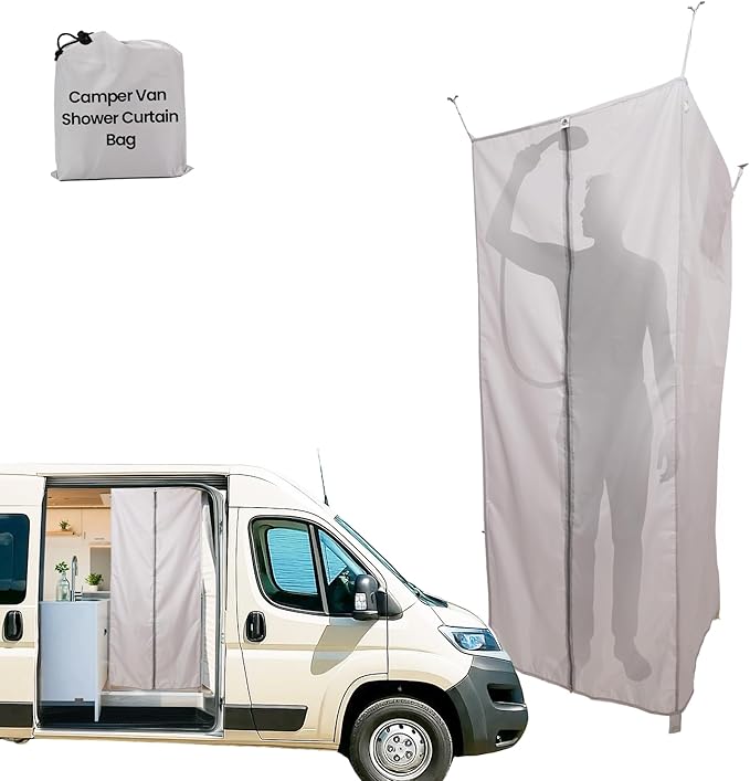 Camper Van Shower Curtain 72in Height, RV Hidden Shower Privacy Curtain with Magnetic Stickers, Interior Shower Curtain for Bench Shower, Collapsible Square Shower (30" W x 72" H)