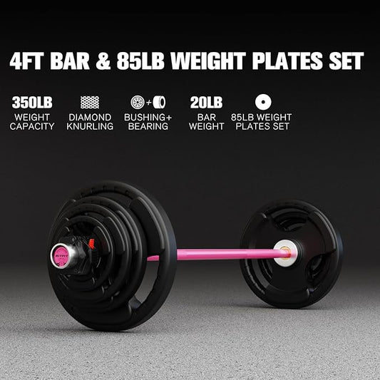 RitFit Barbell Weight Set - 4/6FT Olympic Barbell with Weight Plates (55-275LB Total) - Weightlifting Equipment for Squats, Curls, Deadlifts, Presses, Hip Thrusts