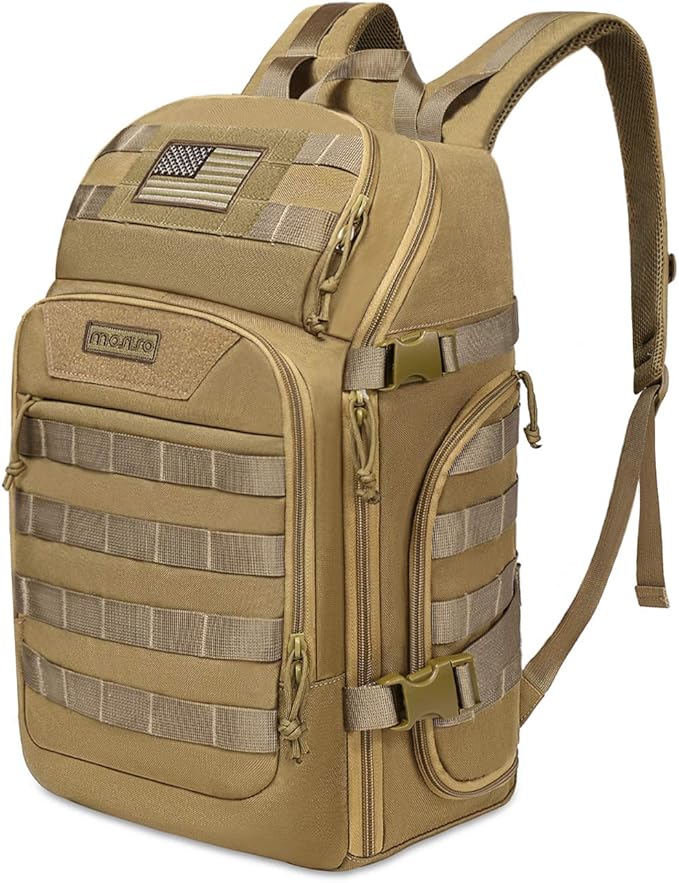 MOSISO 30L Military Tactical Backpack for Men, Army Backpack Military Daypack 3 Day Assault Pack Hiking Rucksack Bug Out Bag, Khaki