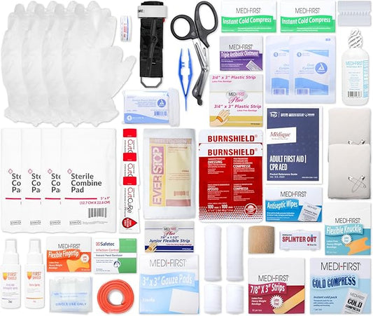 MFASCO First Aid Kit Refill Pack - 414 pcs - ANSI 2021 Class B - Fills Large 3 Shelf Industrial Cabinets - Single Use Packets - No Medications - Reliable Adhesive Bandages & Gauze for Refills