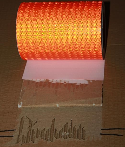 Industrial Reflective Tape Orange 8 inch Wide, Outdoor Waterproof High Visibility Safety Warning Adhesive Reflector Strips (66 feet)