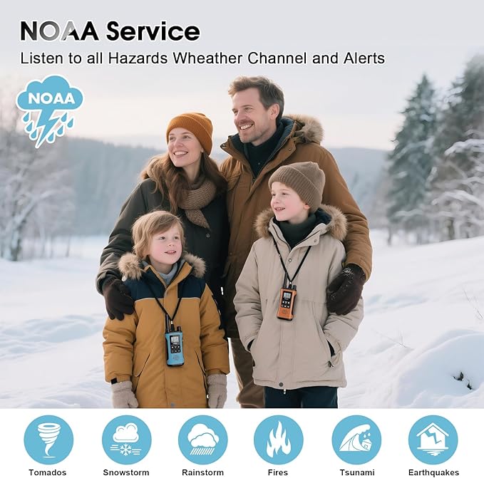 Walkie Talkies Long Range for Adults-2 Pack Rechargeable Walkie Talkies 22 FRS Channels 2-Way Radios with NOAA Weather Alert,VOX,Flashlight and 1500mAh Li-ion Battery for Family Camping Hiking