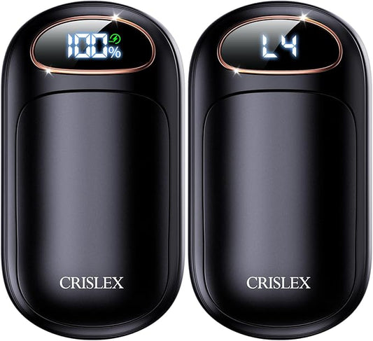 CRISLEX Electric Hand Warmers Rechargeable 2 Pack, 4 Levels Fast Heat, Reusable Hand Warmers with LED Display, Portable Magnetic Pocket Heater, Gifts for Christmas, Men, Women, Raynauds, Hunting, Golf