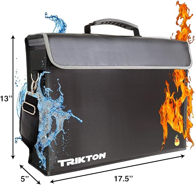 Fireproof & Waterproof Document Bag XXL 17.5x13x5 with TSA Lock, High-Viz Design, Flexible Fireproof Bag for A3 & Legal Size Files, Developed by USA Engineers & Firefighters, Travel Ready