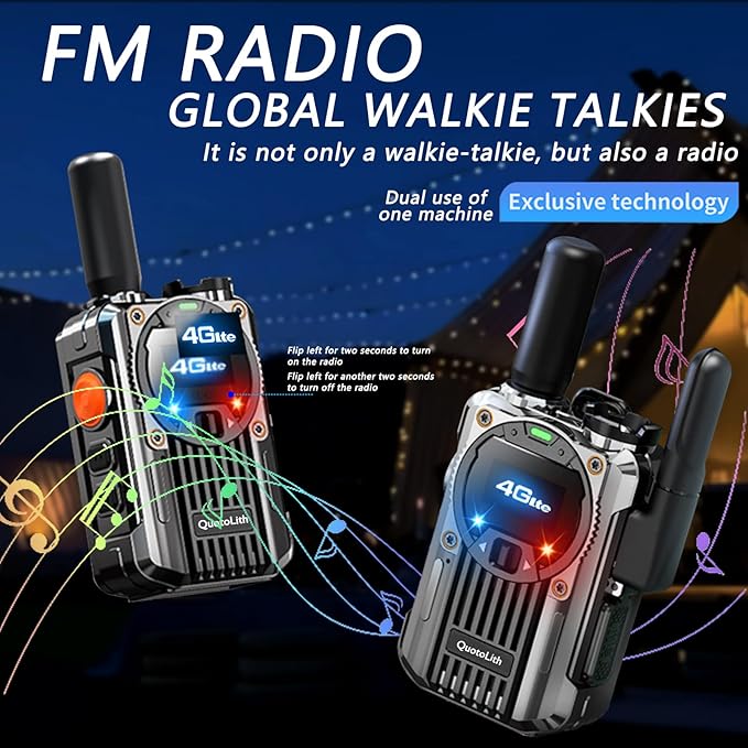 (Lifetime Free) Walkie Talkie Unlimited Range 4G LTE PoC Long-Range Walkie Talkie,Featuring a portative AM/FM Function,FCC Certified,Suitable for Transportation fleets,Construction Sites, etc.