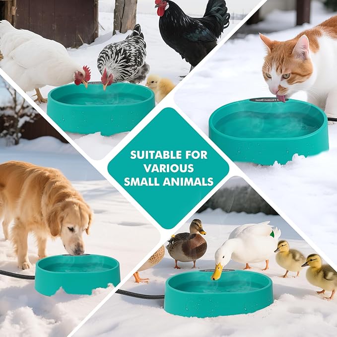 Heated Water Bowl for Dogs, Outside Heated Dog Bowl, Thermostatic Control Heated Cat Bowl, Anti-Freeze Heated Pet Water Dish for Chicken,Duck,Goose,Rabbit,125 OZ 35 Watts