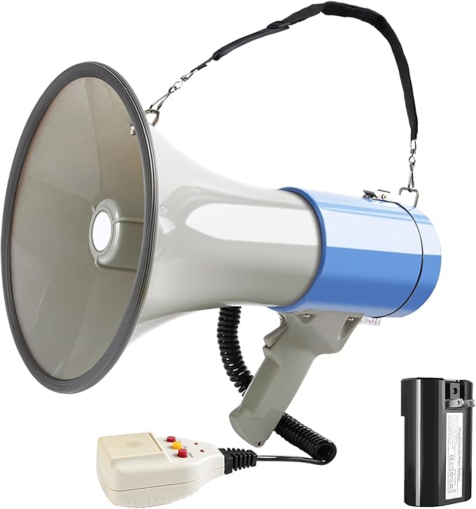 MyMealivos 50W Bluetooth Megaphone with Rechargeable Battery-Professional Bullhorn with Siren&240s Recording Supports USB/SD/3.5mm Aux-1600ft Range for Sports Police Emergency Outdoor Activities