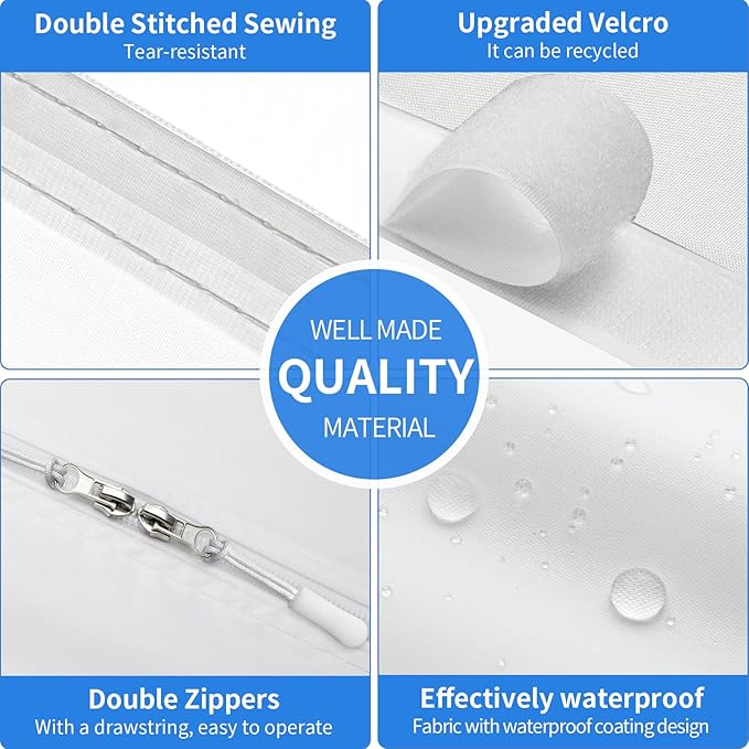 FSEN 400CM Universal Window Seal Kit for Portable AC - Heavy-Duty Oxford Fabric, No-Drill Waterproof Cover with Zipper & 2xVelcro, Fits Sliding/Crank-Out/Skylight Windows，Dust & Saves Energy (157")