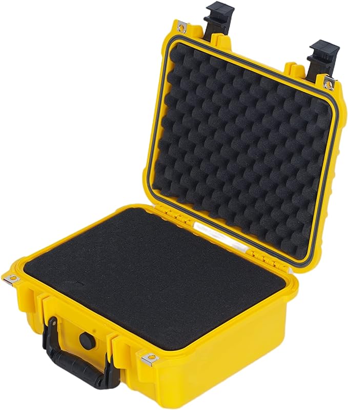 MEIJIA Portable All Weather Waterproof Protective Case,Hard Case,Camera Case With Customized Fit Foam,Fit Use of Drones,Camera,Equipments,Pistols,13.35 x11.63x5.98inches (Yellow)
