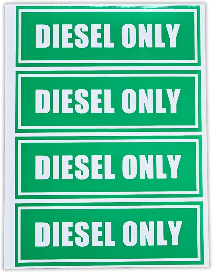 4PCS Diesel Only Vinyl Labels for Trucks Equipment Durable Weather Resistant Easy to Apply 2 Inch x 6 Inch