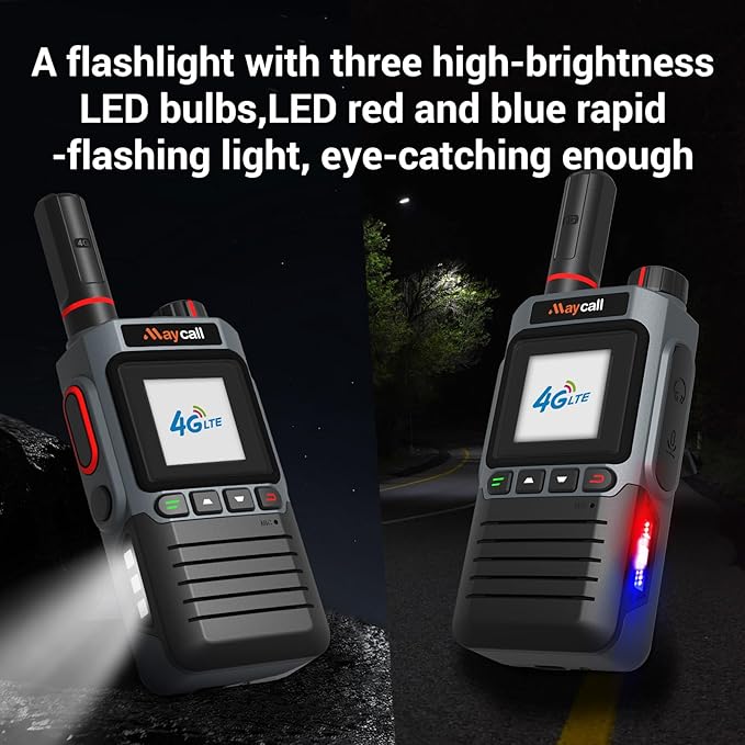 Lifetime Use Satellite Walkie Talkies with SIM Cards Global Unlimited Range Walkie Talkies 4G LTE POC Radio Dual SIM 3000 Mile Range Walkie Talkie 3000mAh Battery with Flashlight (MC-368)