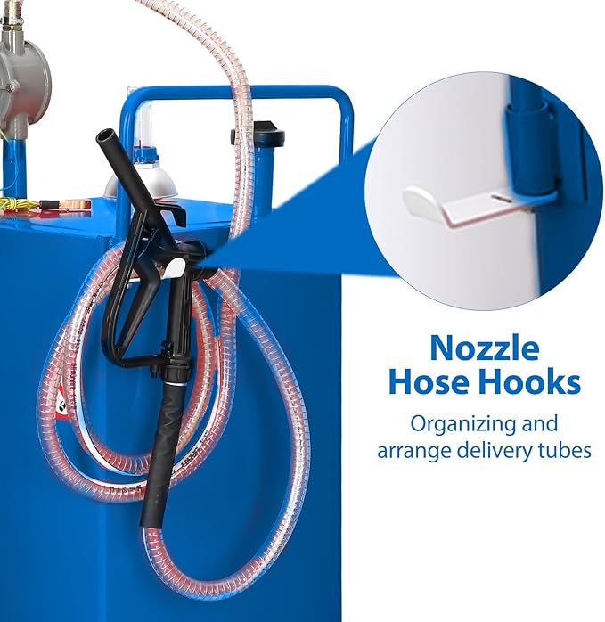 Upgraded 35 Gallon Fuel Caddy, Manual Hand Pump & Easy-Roll Wheels, Heavy-Duty UV-Resistant Steel Tank for Gas & Diesel, Portable Fuel Storage for Tractors, Mowers, Boats