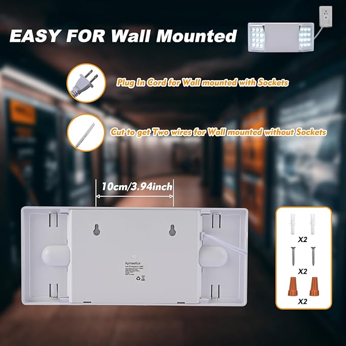 Plug Emergency Lights for Business Home Power Failure Outage 4Hours 300lm LED Exit Lighting Fixtures with Battery Backup AC85-277V