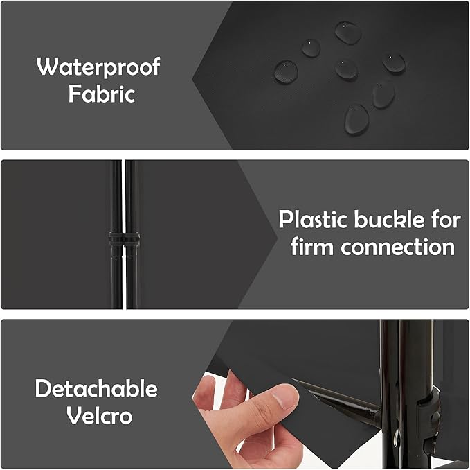 Spurgehom 3 Panel Rolling Room Divider, Folding Partition Privacy Screens, Freestanding Fabric Room Panel, Portable Folding Wall Divider for Office, Room, Restaurant, Hospital (Black)