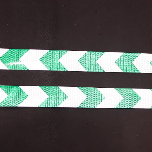 Reflective Tape Green and White 2 inch X 166 feet, Outdoor Waterproof Hazard Conspicuity Warning Industrial Marking Tape