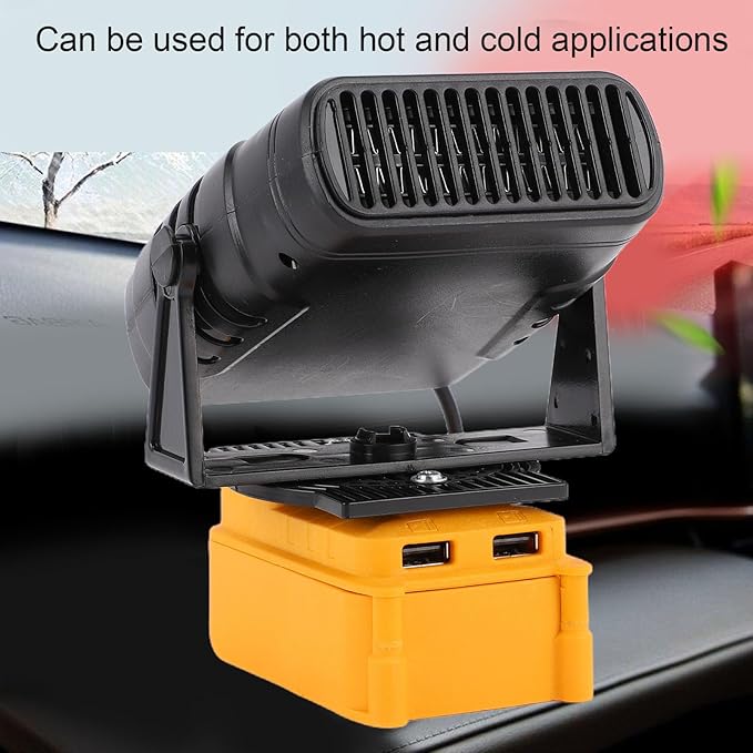 Yoidesu 200W Portable Space Heater, with 2 USB Outputs, Compact Electric Heater for Indoor Use, Compatible with 20V MAX Batteries (DCB201, DCB203, DCB204, DCB206, DCB207, DCB208)