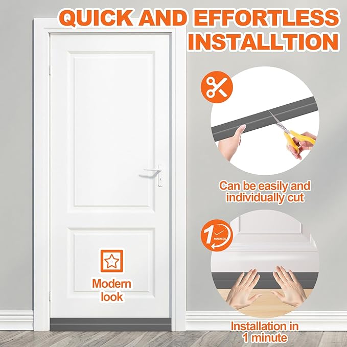 Door Draft Stopper, Door Sweep for Bottom of Door, Weather Stripping Door Seal, Under Door Gap Filler, Under Door Draft Blocker Soundproof/Insulator, Door stoppers (Grey, 78‘’)