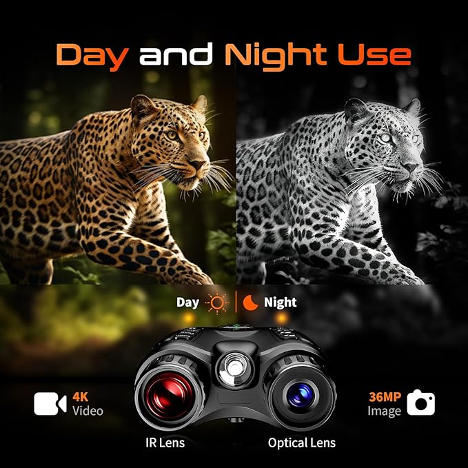 GOYOJO Night Vision Goggles — 4K Night Vision Binoculars Built-in IR Illumination for Hunting Camping, 4500mAh Rechargeable Battery, 32GB Card for Video and Photo Recording