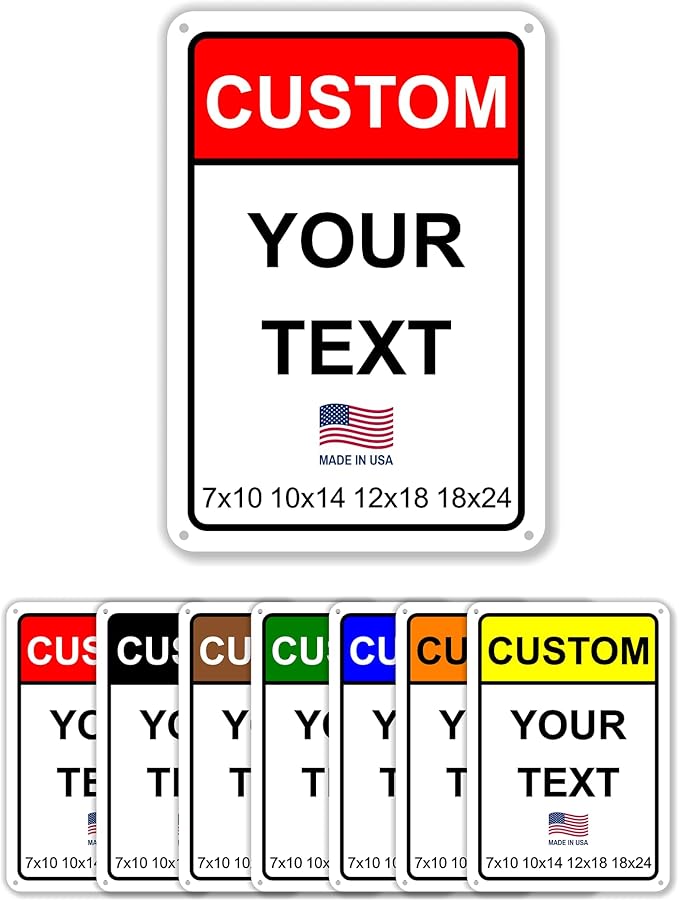 Custom Signs Outdoor Metal Vertical for Home Office Business, Personalized, Door, Porch, Delivery, Man Cave, Shop, Garage. For Outside or Inside Use. Our Metal Sign Are UV Printed Solid Aluminum Vertical Topbox, 18x24 in