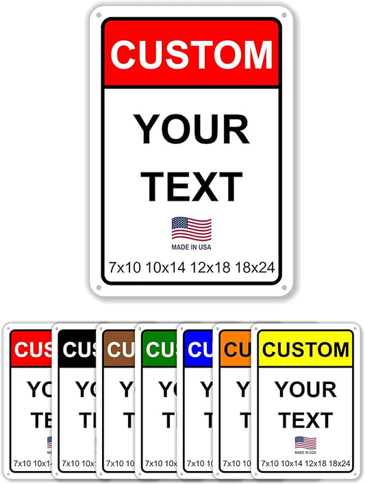Custom Signs Outdoor Metal Vertical for Home Office Business, Personalized, Door, Porch, Delivery, Man Cave, Shop, Garage. For Outside or Inside Use. Our Metal Sign Are UV Printed Solid Aluminum Vertical Topbox, 18x24 in