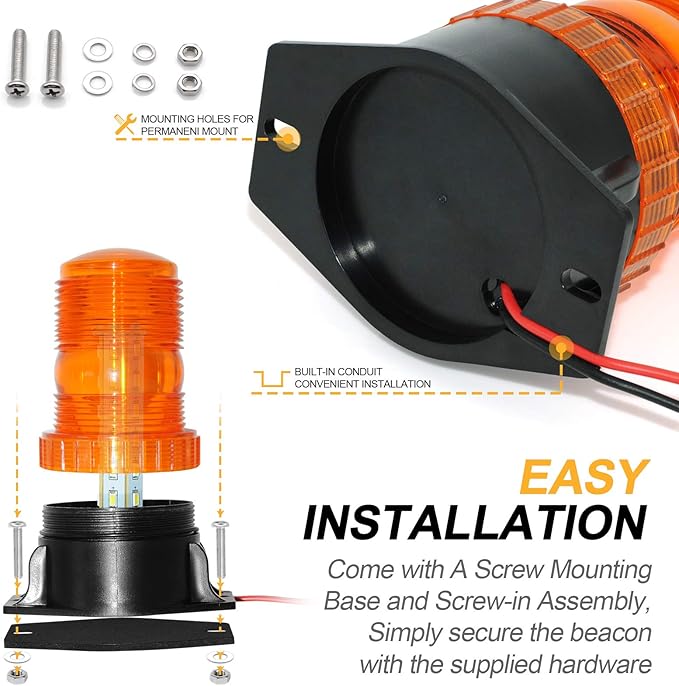 30 LED Amber Forklift Strobe Light 30W Vehicle Roof Safety Beacon Light for 10-110V Mower, ATV, Trucks, Tractor, Golf Carts, UTV, Cars, Bus - 2 Pack