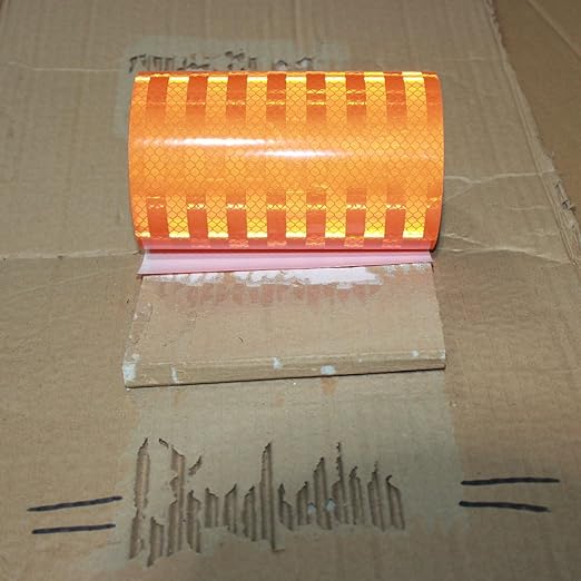 Industrial Non Fading Reflective Tape Orange 6 inch Wide, Outdoor Waterproof High Visibility Safety Warning Adhesive Strips (10 feet)
