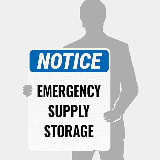 Notice Emergency Supply Storage Sign, 24x30 Inches, 3M EGP Reflective .080 Aluminum, Fade Resistant, Made in USA by Sigo Signs