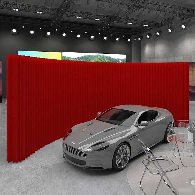 Foldable Room Divider Privacy Screens Movable Temporary Wall Space Partition, 5.25~9.19 FT Tall, 6.56~16.4 FT Width, Choice of Various Sizes and Styles(Red)