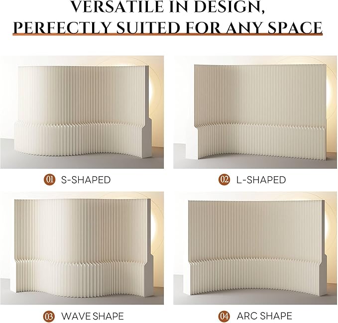 Foldable Room Divider Privacy Screens Movable Temporary Wall Space Partition, 5.25~9.19 FT Tall, 6.56~16.4 FT Width, Choice of Various Sizes and Styles