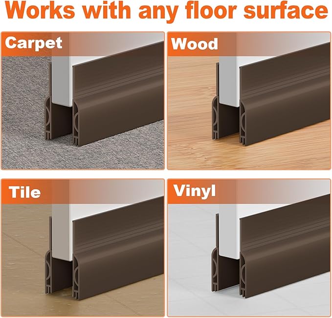 Door Draft Stopper, Door Sweep for Bottom of Door, Weather Stripping Door Seal, Under Door Gap Filler, Under Door Draft Blocker Soundproof/Insulator, Door stoppers (Brown, 39‘’)