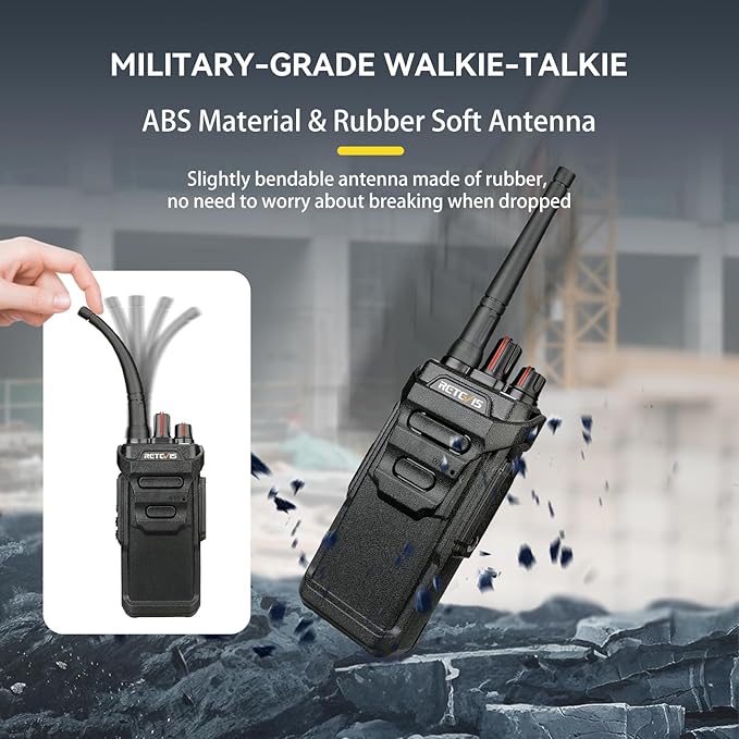 Retevis RT48 Waterproof Walkie Talkies with Mic,Heavy Duty 2 Way Radio,Professional/Business Two Way Radio with 6 Way Charger,IP67, VOX,SOS Alarm,1200mAh,for Construction Manufacturing Outdoor(6Pack)