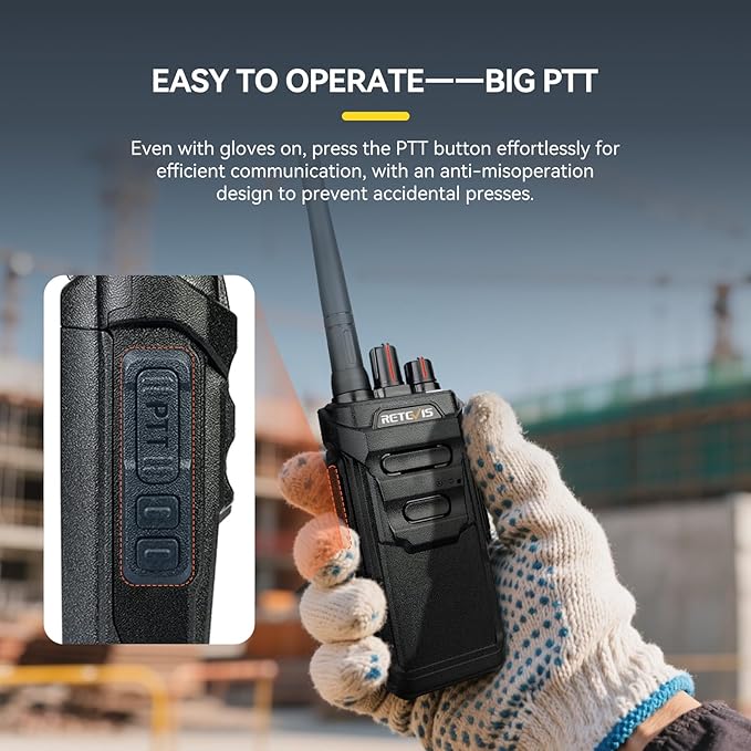 Retevis RT48 Waterproof Walkie Talkies with Earpiece,Professional/Business 2 Way Radio,Heavy Duty Two Way Radio,Six-Way Charger,IP67,VOX,SOS Alarm,1200mAh,for Outdoor Restaurant Hotel School(6 Pack)