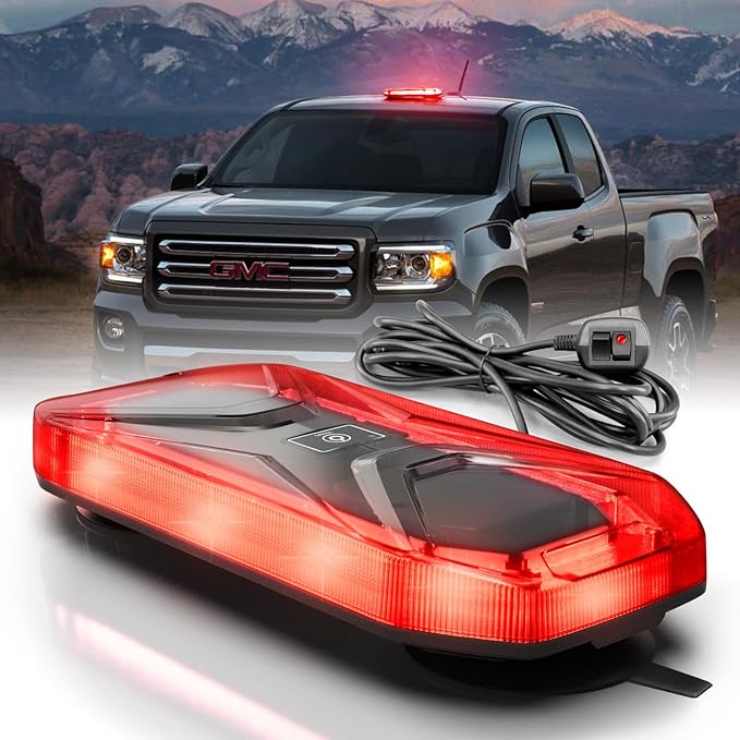 Agrieyes Magnetic Strobe Light for Trucks, 68 LED Amber Emergency Light Bar for Vehicles, Smoked LENS Beacon Flashing Warning Security Caution for Plow Snow Trailer Tractor Safety Waterproof Red