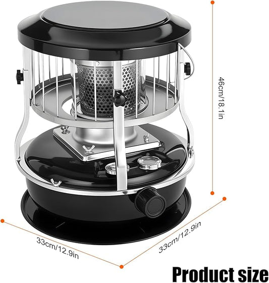 Indoor & Outdoor Kerosene Heater, Radiant Heating, Portable Non-Electric 9000 BTU Kerosene Stove for Camping, Hunting, Cooking (Black)