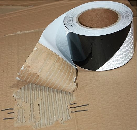 Reflective Tape Black White 3 inch Wide for Automobile, Outdoor Waterproof High Visibility Safety Warning Adhesive Strips (66 feet)