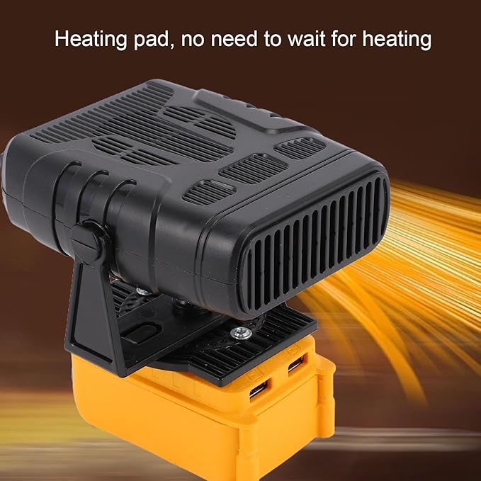 Yoidesu 200W Portable Space Heater, with 2 USB Outputs, Compact Electric Heater for Indoor Use, Compatible with 20V MAX Batteries (DCB201, DCB203, DCB204, DCB206, DCB207, DCB208)