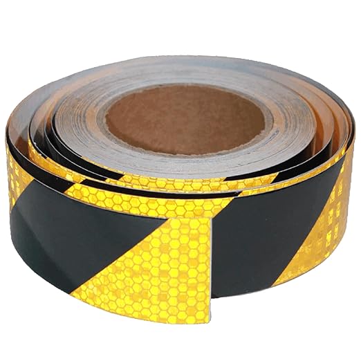 Reflective Tape Yellow Black 2 Inch x 68 Feet, Outdoor Waterproof Warning Reflector, Night Safety Stickers for Car