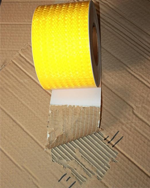 Industrial Reflective Tape Yellow 4 inch Wide, Outdoor Waterproof High Visibility Safety Warning Adhesive Reflector Strips (66 feet)